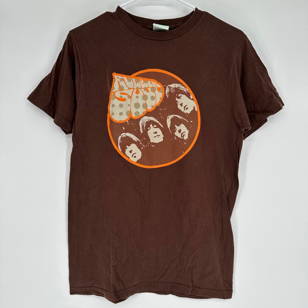 Vintage 2005 The Beatles Rubber Soul Brown Graphic T-Shirt Apple Corps Mens M